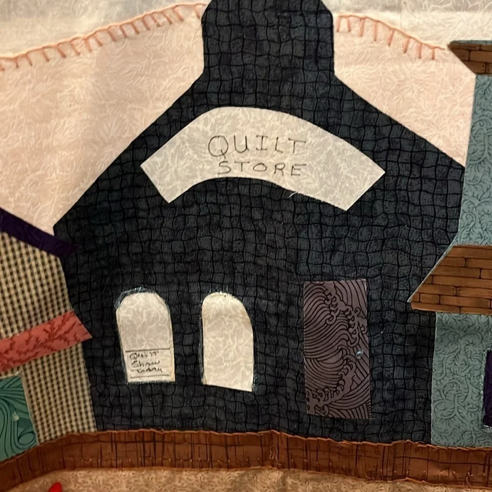 Quilted Wall Hanging Handmade Stitching Store Clothesline 27” x 24”
